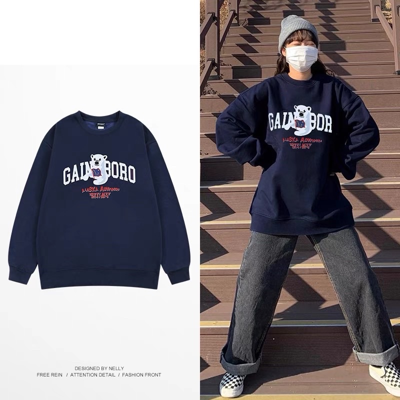 Áo nỉ lót lông Nelly sweater unisex form rộng HEY BIG, áo hoodie không mũ - ALASKA ADVENTURE