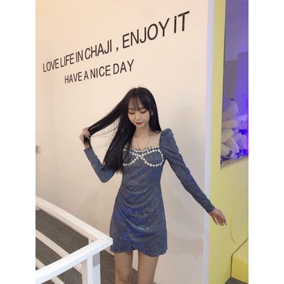 Đầm ulzzang party gợi cảm sexy đính đá lấp lánh s m l