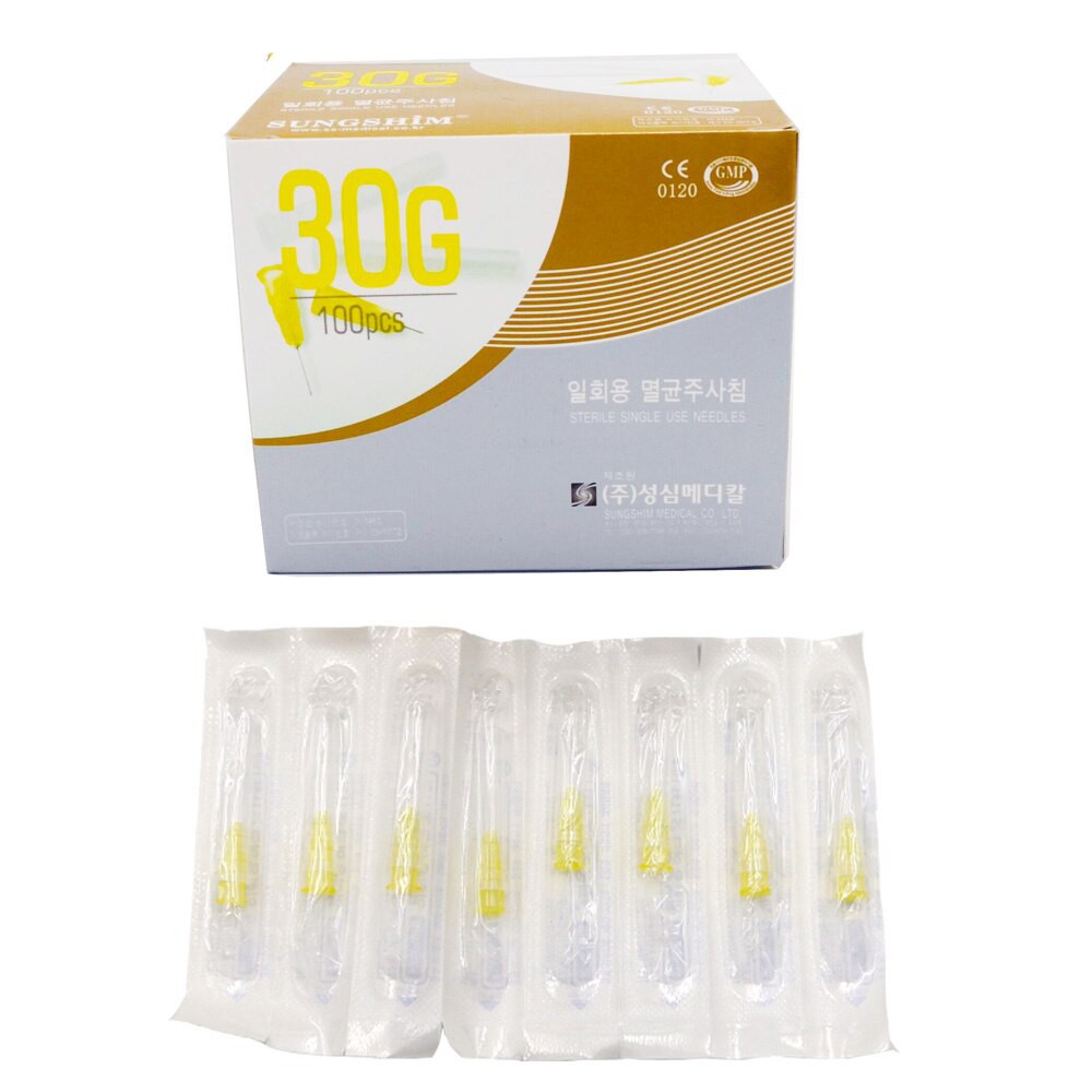 Hộp 100 Nanoneedle mesotherapy SUNGSHIM - cây kim meso 30G 4mm 13mm 25mm tiêm prp căng bóng da
