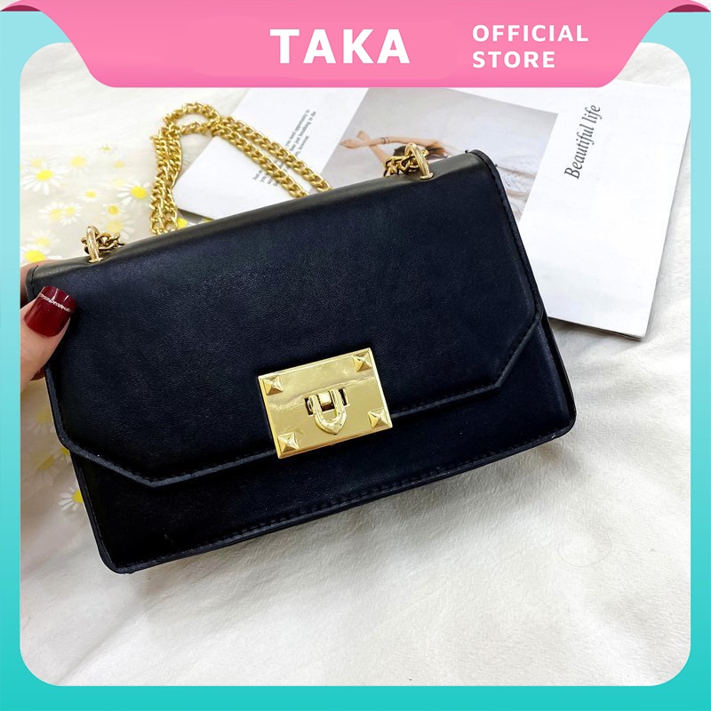 Túi xách nữ đẹp kẹp nách trắng đen đeo chéo thời trang cao cấp giá rẻ Hàn Quốc TAKASTORE TX2014