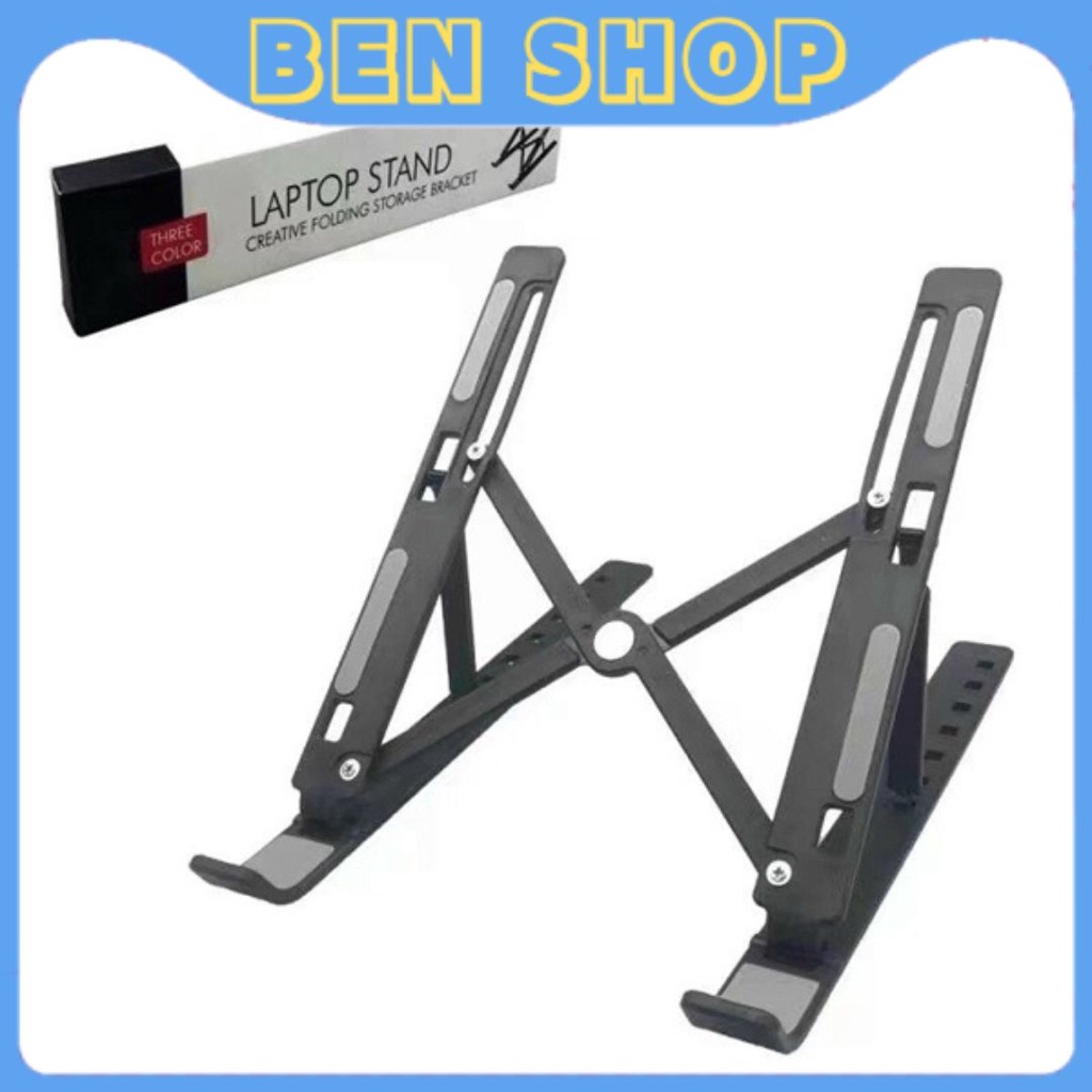 Giá Đỡ Laptop Nhựa ABS Gấp Gọn Điều Chỉnh Độ Cao, Hỗ Trợ Tản Nhiệt Laptop-Ipad - PK BEN