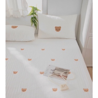 Bộ ga gối nỉ nhung chun bọc Gấu Teddy cao cấp