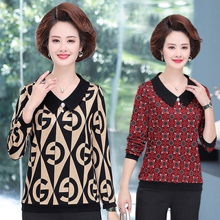 Áo Thun Thiết Kế Tay Dài Kiểu Dáng Thời Trang Cho Phụ Nữ Trung Niên 2020