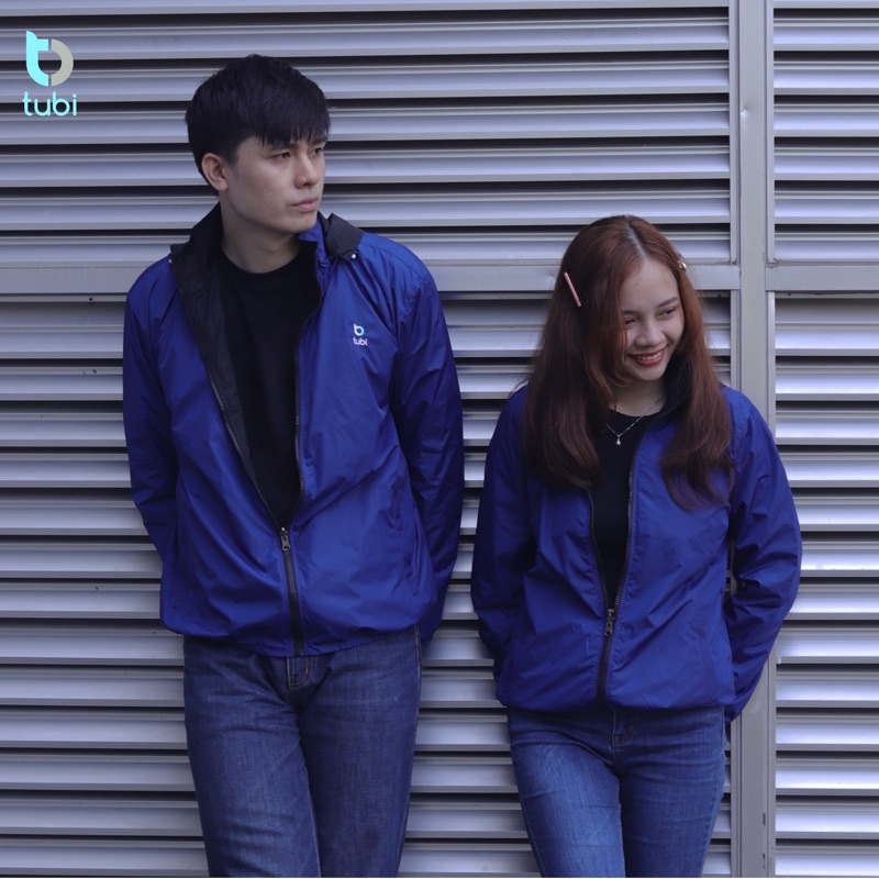 Áo khoác Tubi 2 Mặt Màu Xanh Đậm Nón Rời