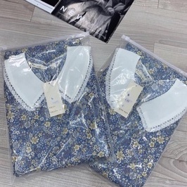 Đầm bầu ngắn tay cổ sen hoa nhí thời trang công sở xinh xắn MSP083 Mom and Baby