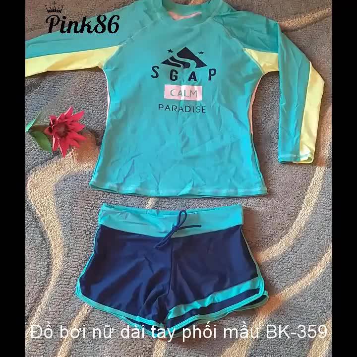 Bộ đồ bơi nữ dài tay phối mầu trẻ trung BK-359i | BigBuy360 - bigbuy360.vn