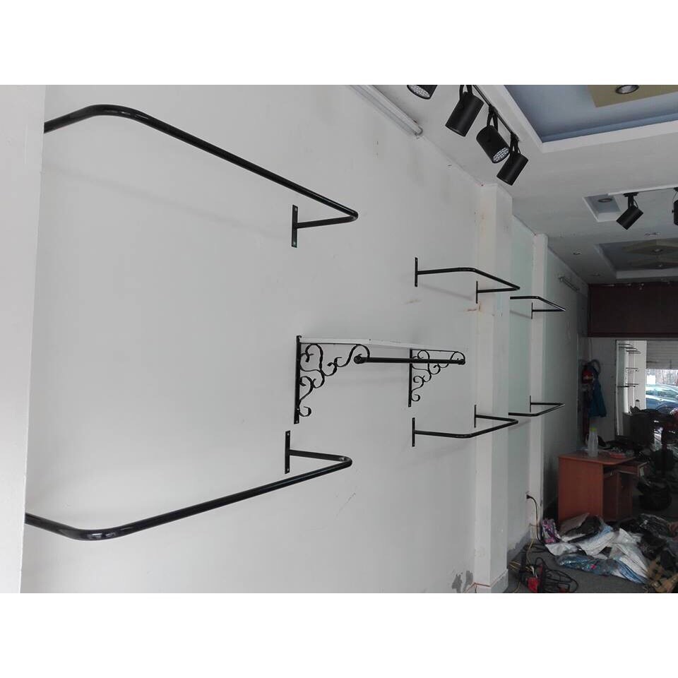 Giá kệ treo quần áo bằng kim loại hình chứ u bắn tường, sơn tĩnh điện màu đen, vàng kích thước1m,1m2,1m5 (tặng kèm vít)