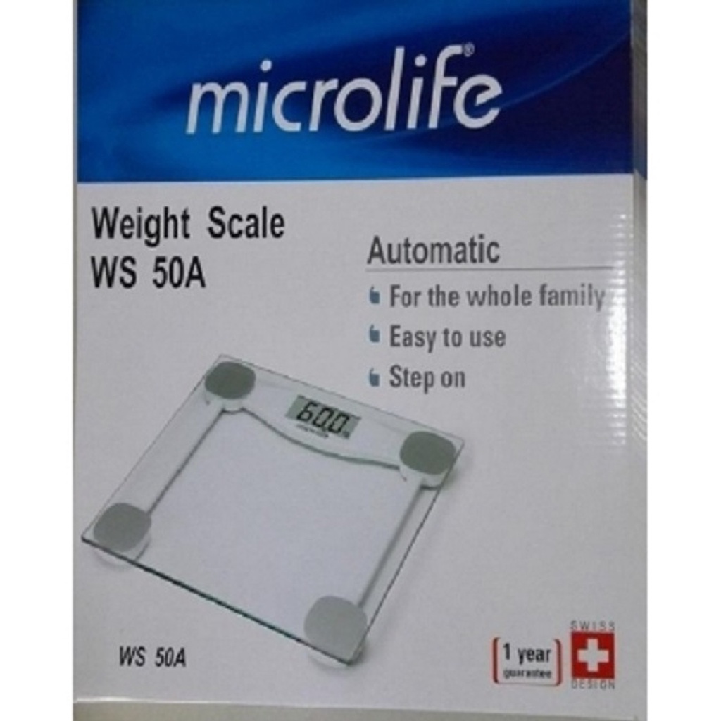 [CHÍNH HÃNG] Cân sức khỏe điện tử mặt kính Microlife WS 50A, đo tới 150kg, thiết kế nhỏ gọn