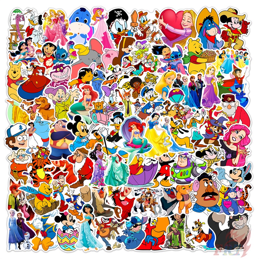 Bộ 100 Cái ❉ Miếng Dán Hình Nhân Vật Hoạt Hình Disney Xinh Xắn ❉ Sticker Dán Tường Chống Thấm Nước Họa Tiết Doodle Hợp Thời Trang