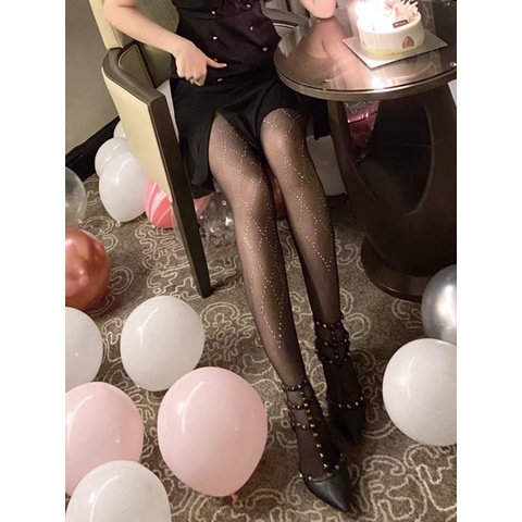 Quần tất nhung mỏng phối đá long lanh kiểu 2021 mới