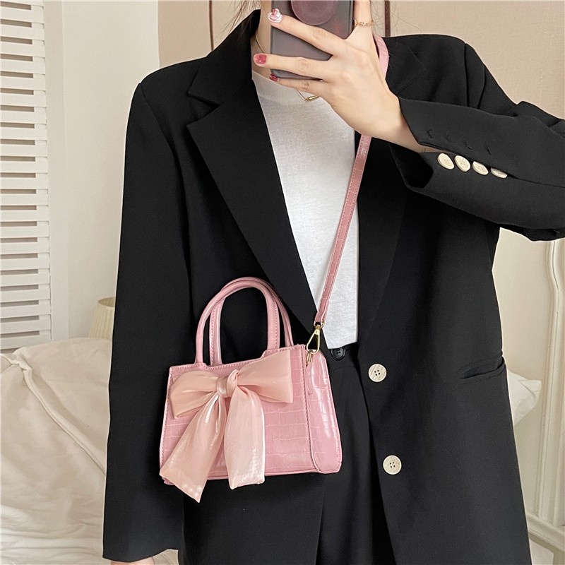 Túi xách vuông IELGY họa tiết nơ xinh xắn