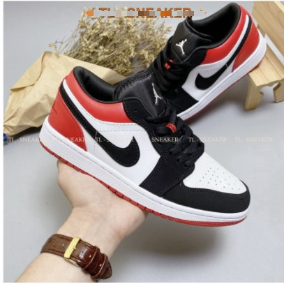 Giày Thể Thao Nam Nữ Jordan JD1 Low Đỏ Đen Cổ Thấp