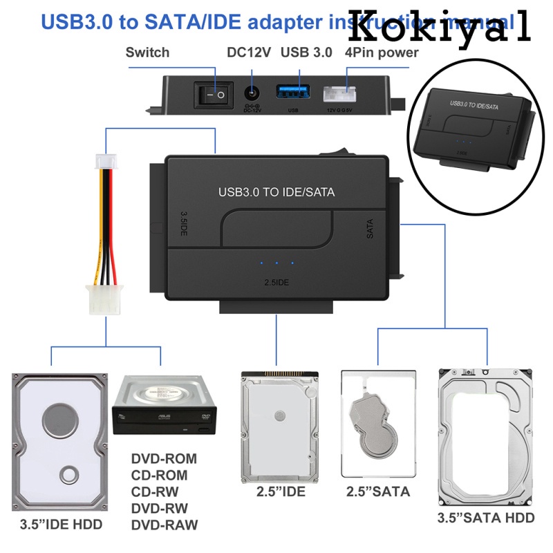 Bộ Chuyển Đổi Sata / Ide Sang Usb 3.0 3 Trong 1 Cho 2.5 "/ 3.5" Inch Ide Và Sata