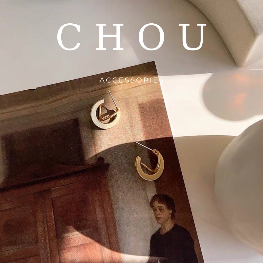 Bông Tai, Khuyên Tai Tròn Chữ X Basic | CHOU ACCESSORIES |