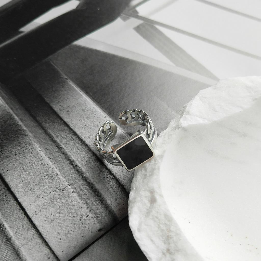 Nhẫn hở đính đá phong cách retro hiphop có thể điều chỉnh thời trang cá tính