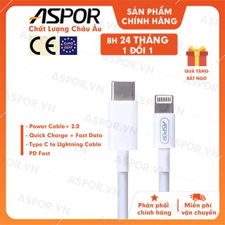 Cáp sạc aspor type c to lightning dành cho iphone sạc nhanh 3.1a dài 1m - a109