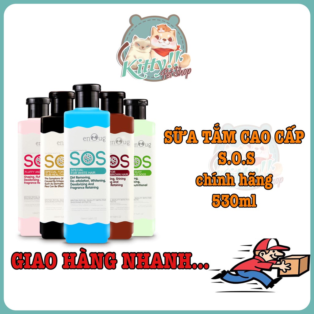 Sữa tắm cao cấp chính hãng SOS dành cho chó mèo 530ml - sữa tắm khử mùi, dưỡng lông cho thú cưng - Kitty Pet Shop