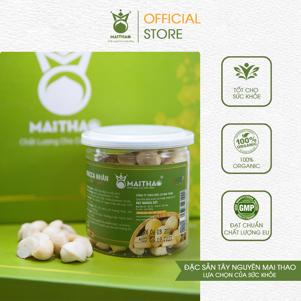 Nhân hạt macca vùng Cao Nguyên Lâm Đồng - Mai Thao 200g size 22-27, hạt vỡ đôi