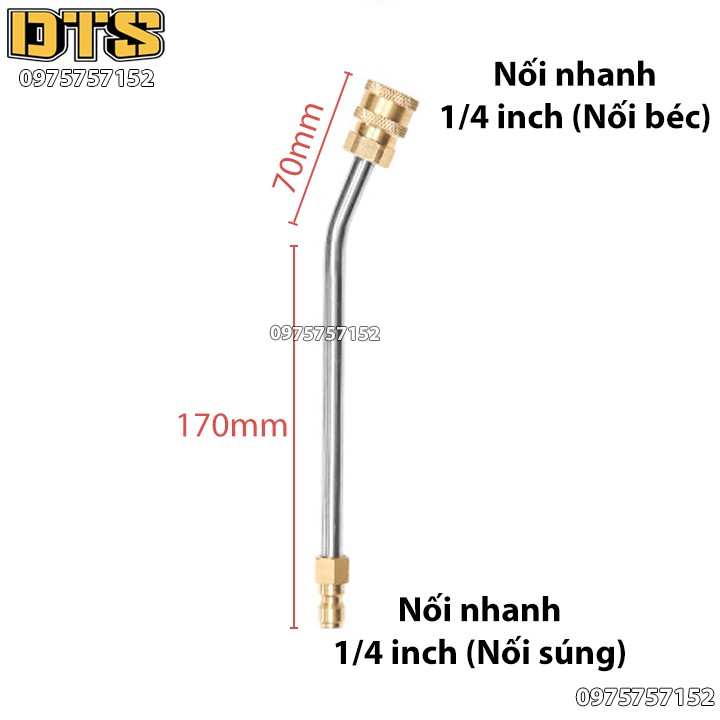 Ống nối uốn cong 30 độ nối nhanh béc phun gắn súng xịt rửa áp lực cao - Ren nối nhanh 1/4 (Dài 17cm)