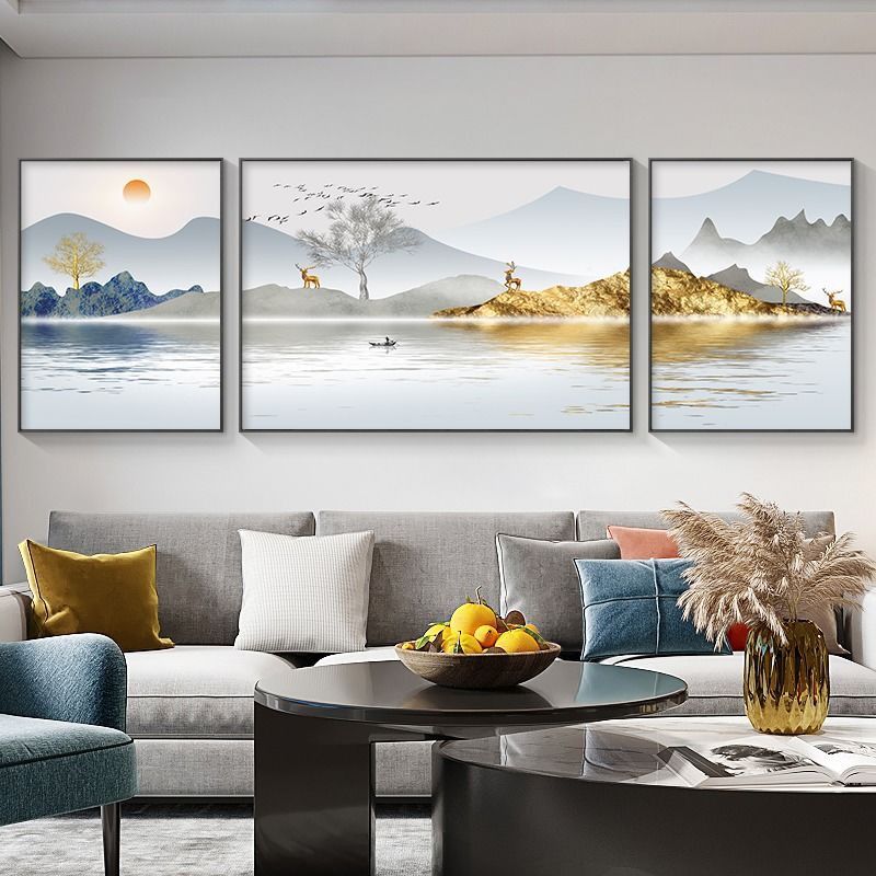 Gạch khảm trang trí phòng khách bức tranh pha lê sứ sơn không khí may mắn nền sofa treo tường lối vào hiện đại bộ