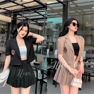 Set chân váy áo crop vest 10210