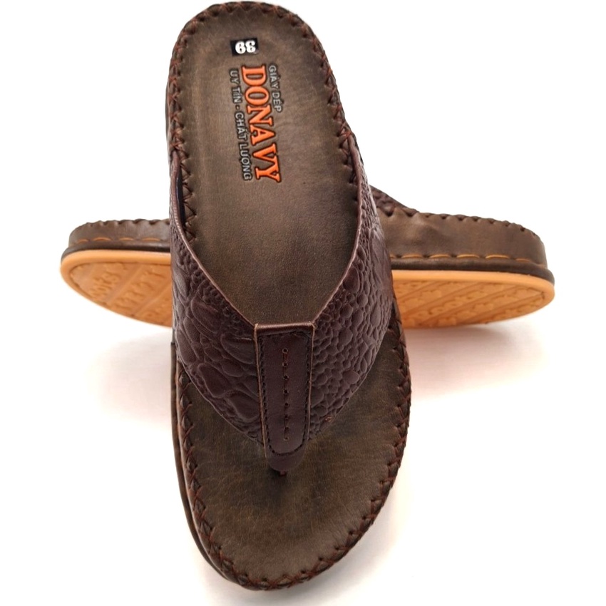 Dép kẹp nam da bò thật 100%, dép xỏ ngón nam cao cấp bảo hành 12 tháng shop kinson - Kẹp Bọ Xít