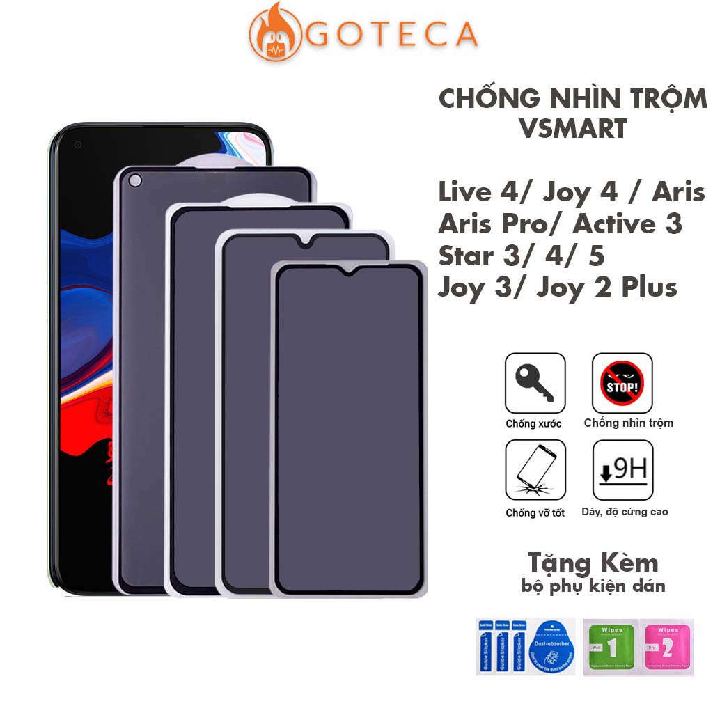 Kính cường lực Chống nhìn trộmVsmart Live 4, joy 4, Joy 3, Aris Pro, Aris, Star 5, Active 3 Dày dặn bảo vệ sự [CNT]