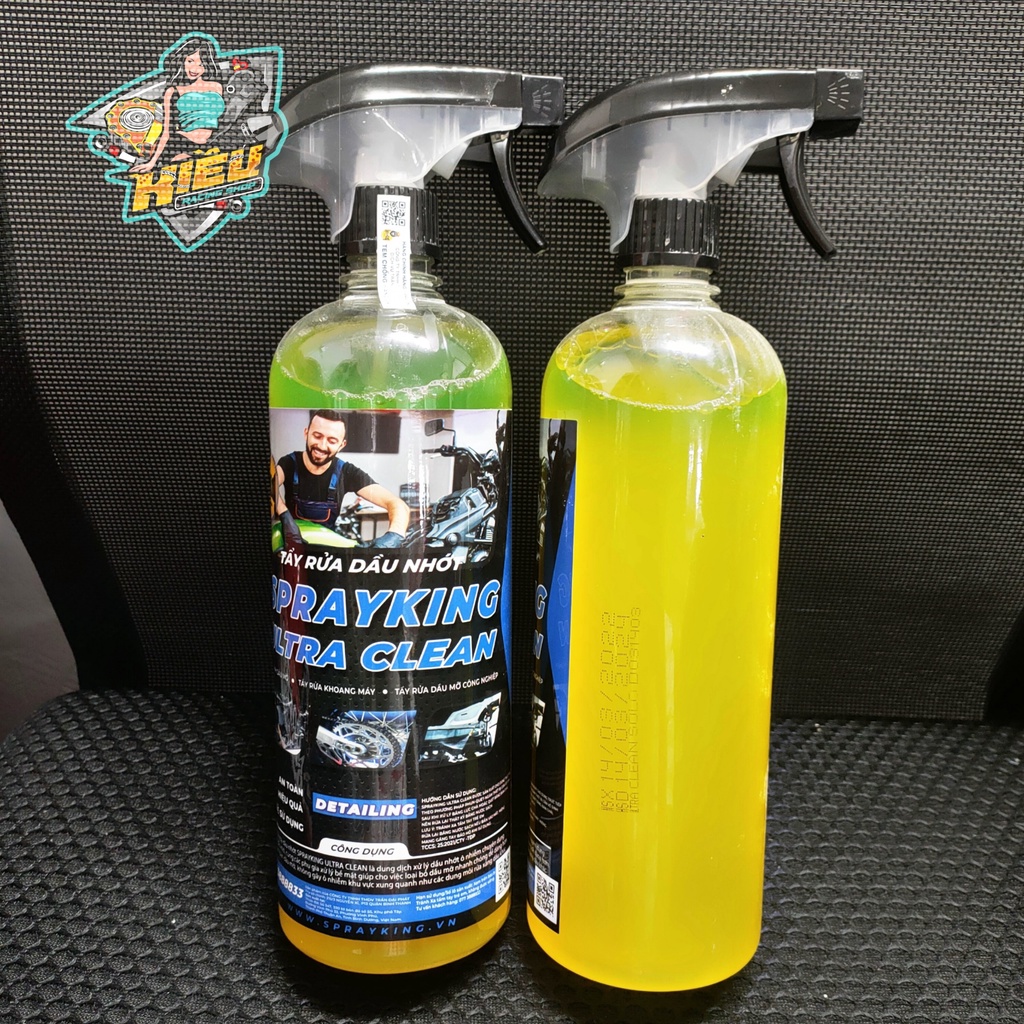 Dung Dịch Tẩy Rửa Lốc Máy, Hợp Kim Nhôm Màu Hồng Spray King 1Lit và Dung Dịch Tẩy Rửa Dầu Nhớt Sprayking 1Lit
