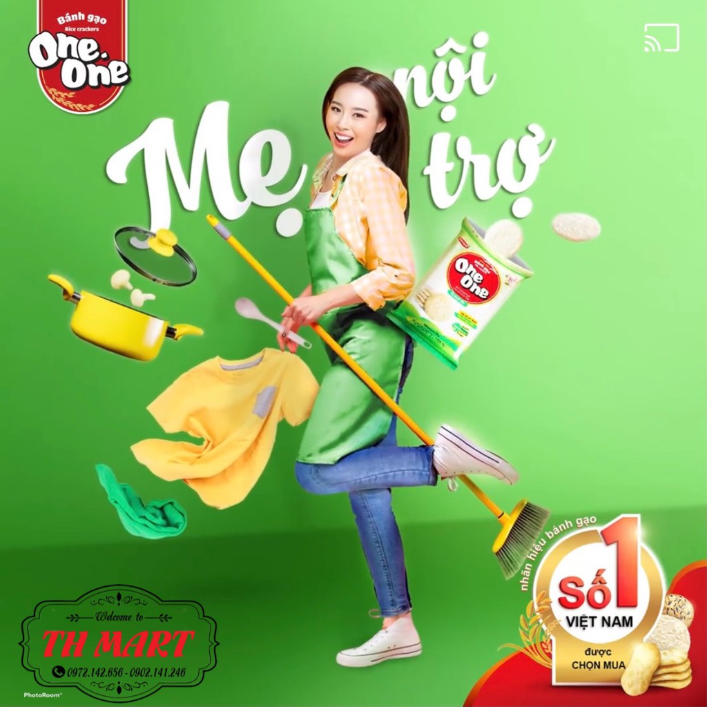 bánh gạo one one vị bò nướng sản xuất từ 100% gạo thơm việt nam gói 150g ( bao bì mới )