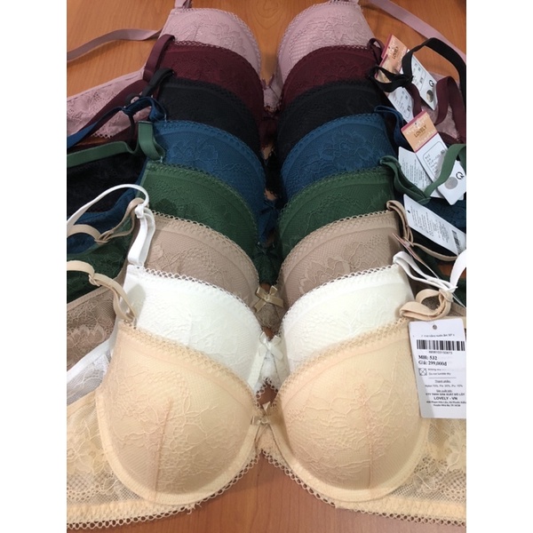 Áo lót nữ, Áo ngực Lovely ren mút vừa 2,5cm cúp ngang nâng ngực nhẹ L532