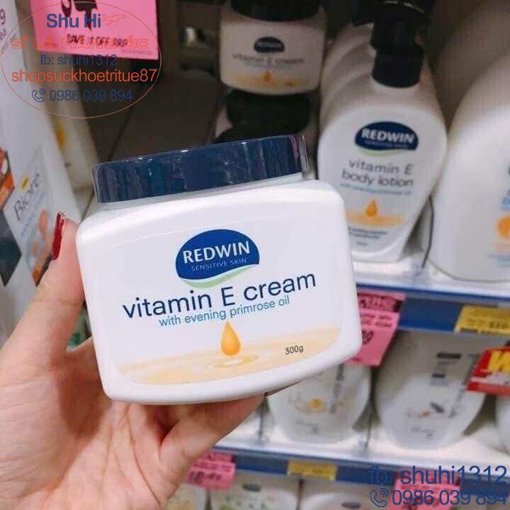 Kem dưỡng da toàn thân mềm mịn redwin vitamin e cream 300gr của úc, cho cả nhà