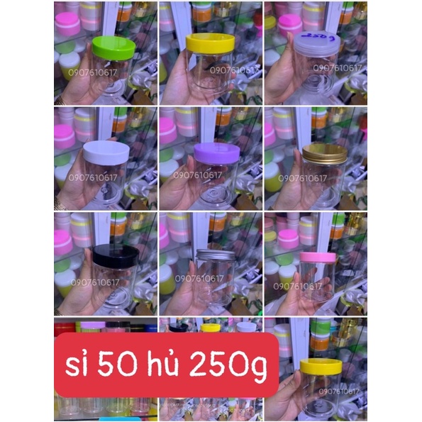 Sỉ 50 hủ pet trong 250g nắp màu