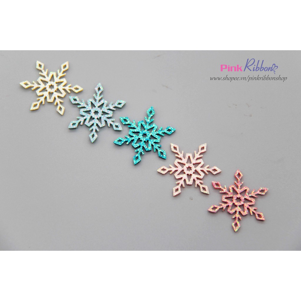 Hoa tuyết nhũ các màu cỡ 3.5cm làm phụ liệu may mặc, thời trang