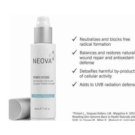 Serum chứa phức hợp Cu3, chống oxy hóa , giảm nám và chống lão hóa Neova Power Defense 30ml
