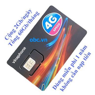 SIÊU RẺ  Sim 3G 4G OBC Vinaphone 2Gb/ngày trọn gói 1 năm