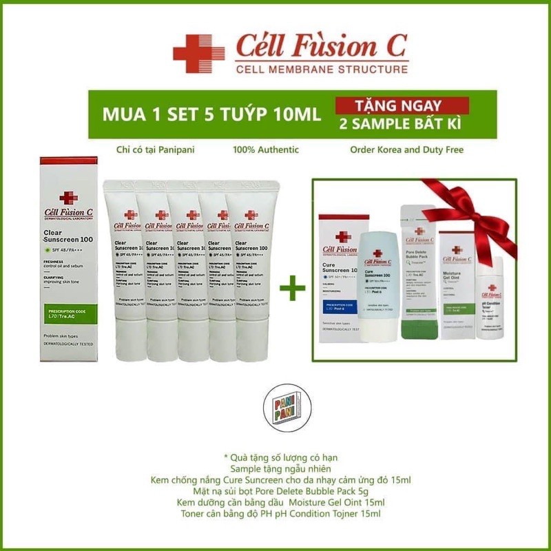  [100% Authentic Kem chống nắng Cell Fusion C Clear Suncreen 100 SPF 48/ PA +++
