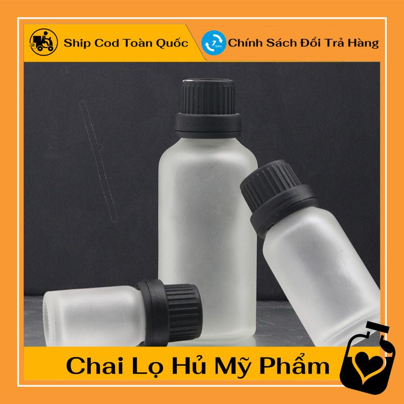 Lọ Chiết Serum Thủy Tinh Phun Mờ Cao Cấp Nắp Vặn Đen, Trắng 5ML, 10ML Dùng Chiết Mỹ Phẩm, Tinh Chất , phụ kiện du lịch