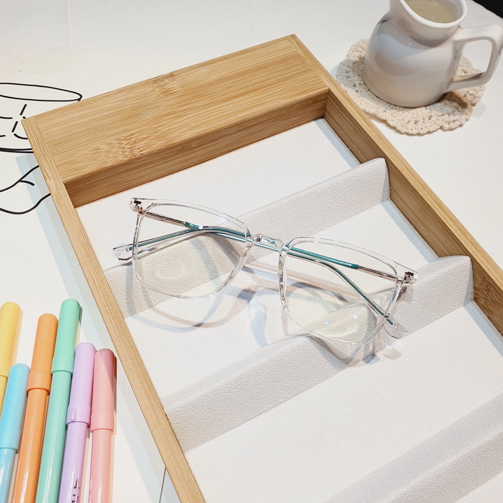 Gọng kính cận vuông sẵn tròng chống ánh sáng xanh 8L917B