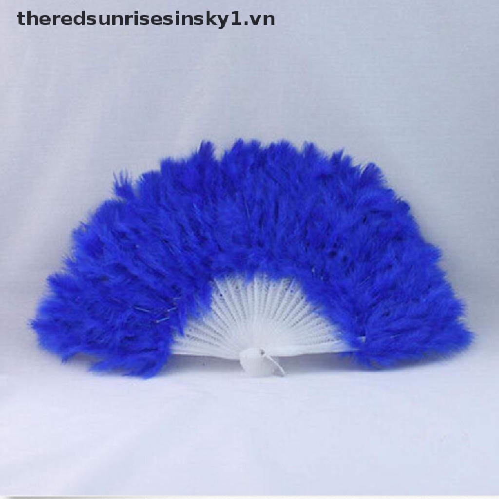 Quạt lông vũ 9 màu mới có thể gấp lại được dùng làm phụ kiện múa