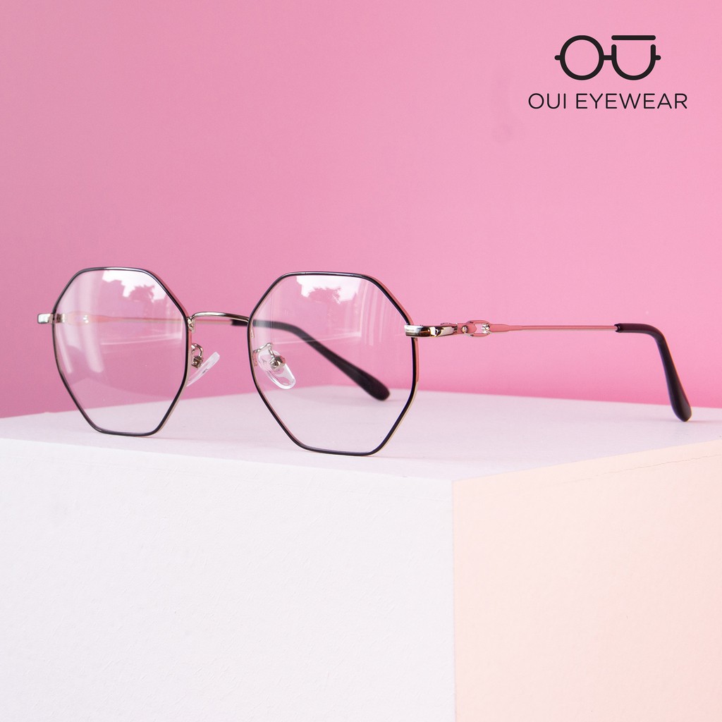 Gọng kính cận kim loại đa giác đuôi nút kim loại CK0023