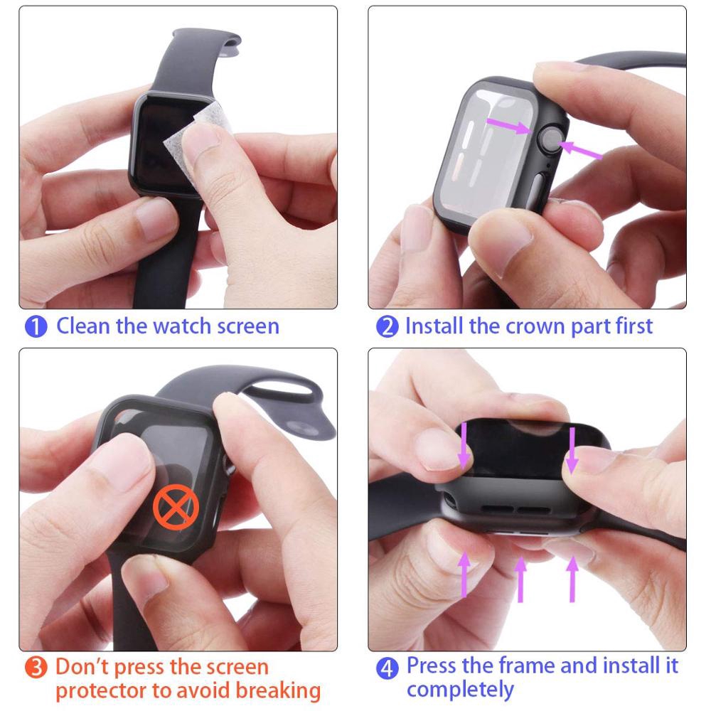 【Apple Watch strap】Set Dây Đeo Silicon Kèm Kính Cường Lực Bảo Vệ Cho Đồng Hồ Thông Minh Apple Watch Series 6 se 5 4 3 2 1 (44Mm 40mm 38mm 42mm)