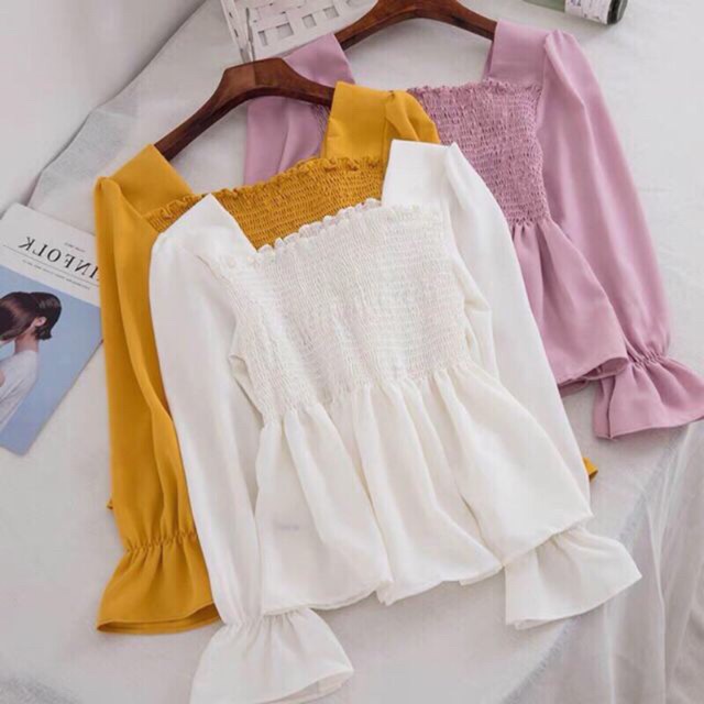 Áo kiểu nhúng cổ Chữ U