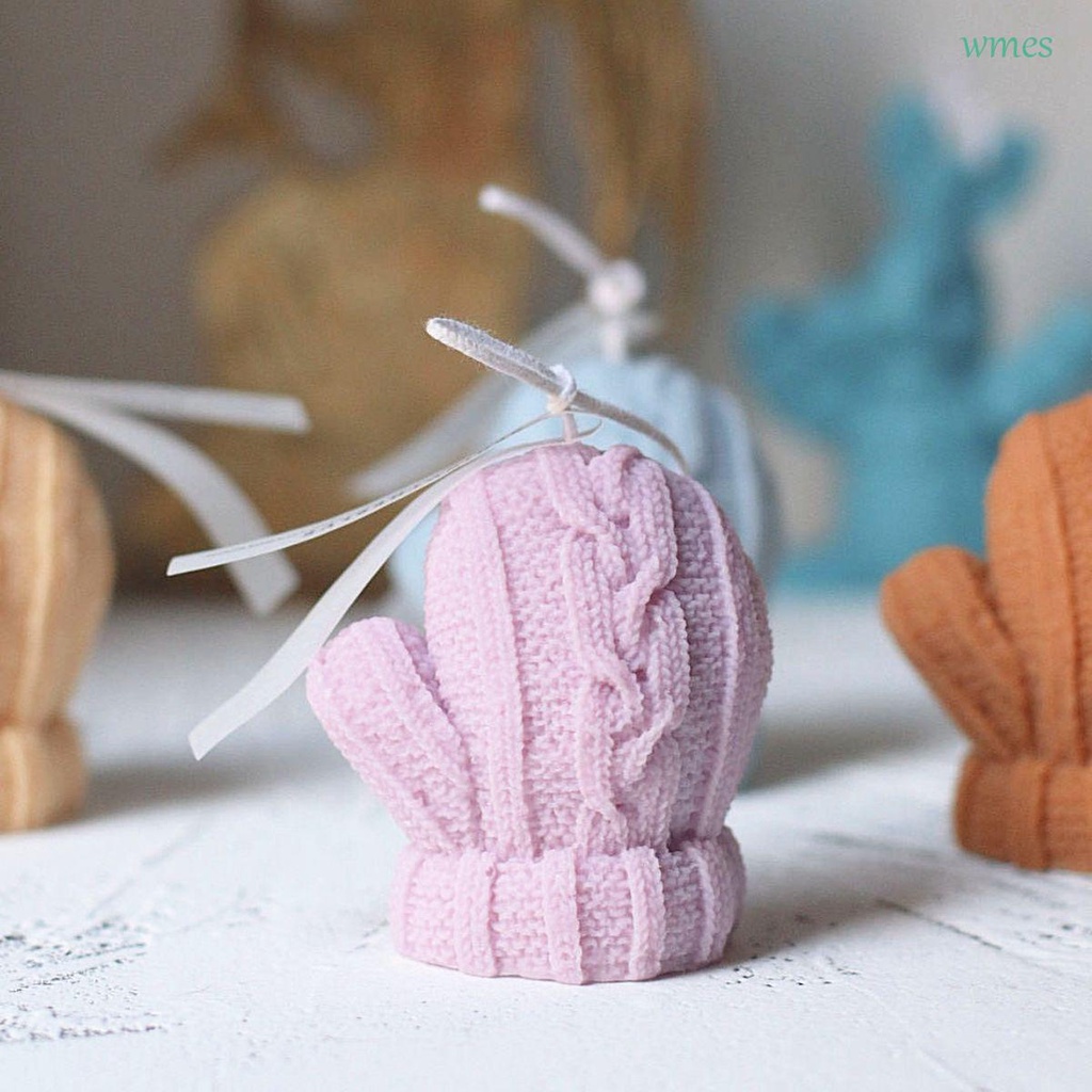 WMES1 Decorative Baking Mould 3D Christmas Decor Candle Mold DIY Crafts Winter Mitten Gloves Shaped Woolen Knitted Handmade Soap Making Tool