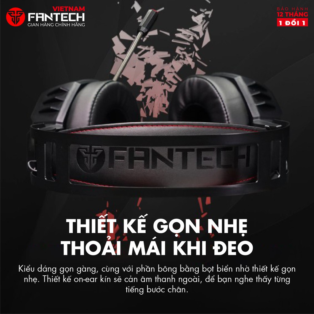 Tai Nghe Chơi Game Chụp Tai  FANTECH HG21 Âm Thanh Vòm 7.1 Có Micro Chân Cắm USB và LED RGB- Hãng Phân Phối Chính Thức
