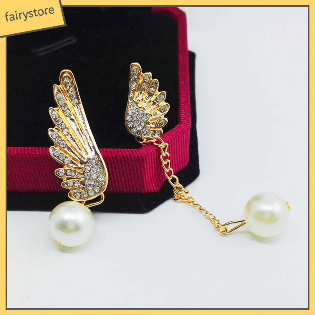 Bông Tai Hình Đôi Cánh Đính Đá Và Ngọc Trai Nhân Tạo Thời Trang