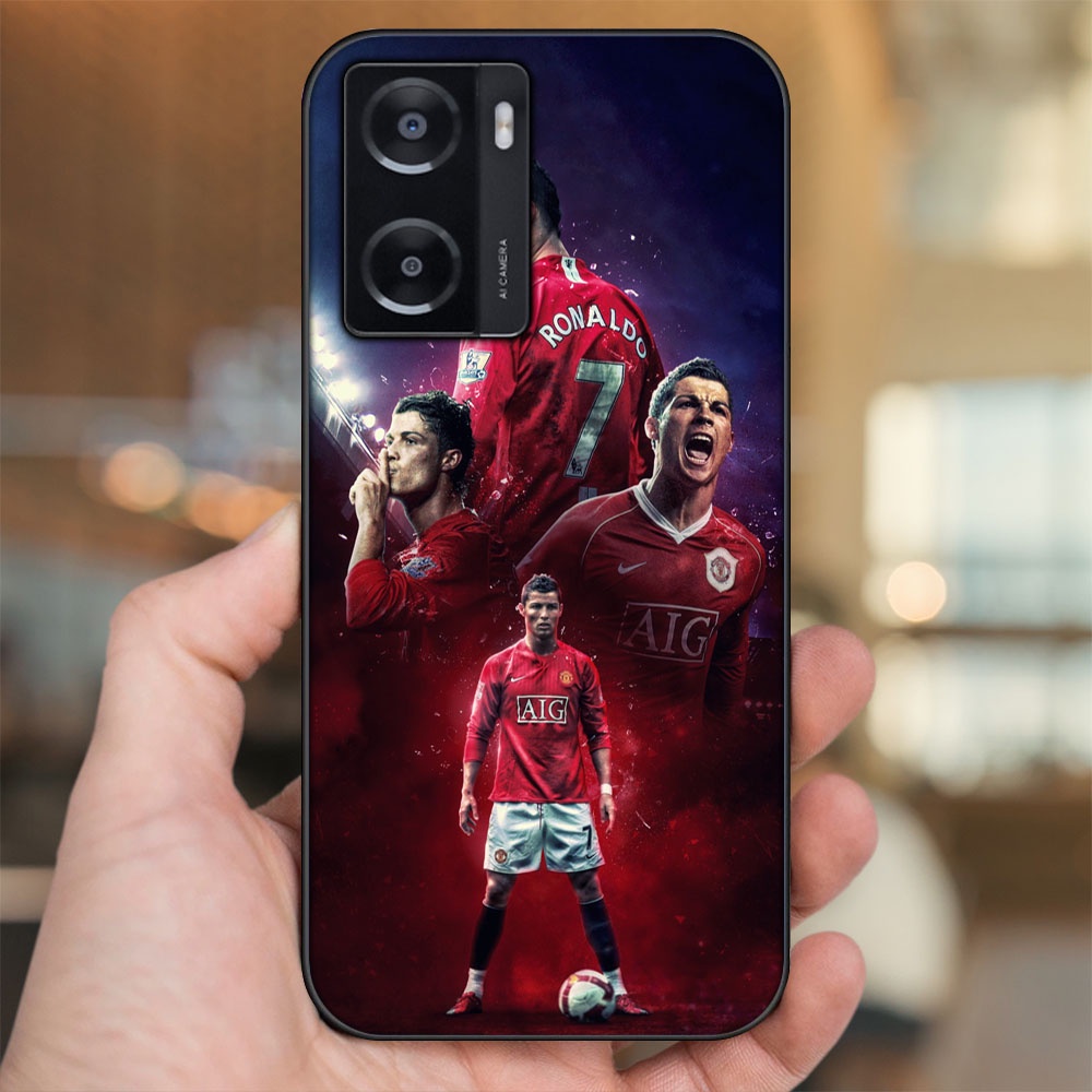Ốp lưng Oppo A57 4G viền đen in hình Cristiano Ronaldo MU Manchester United CR7