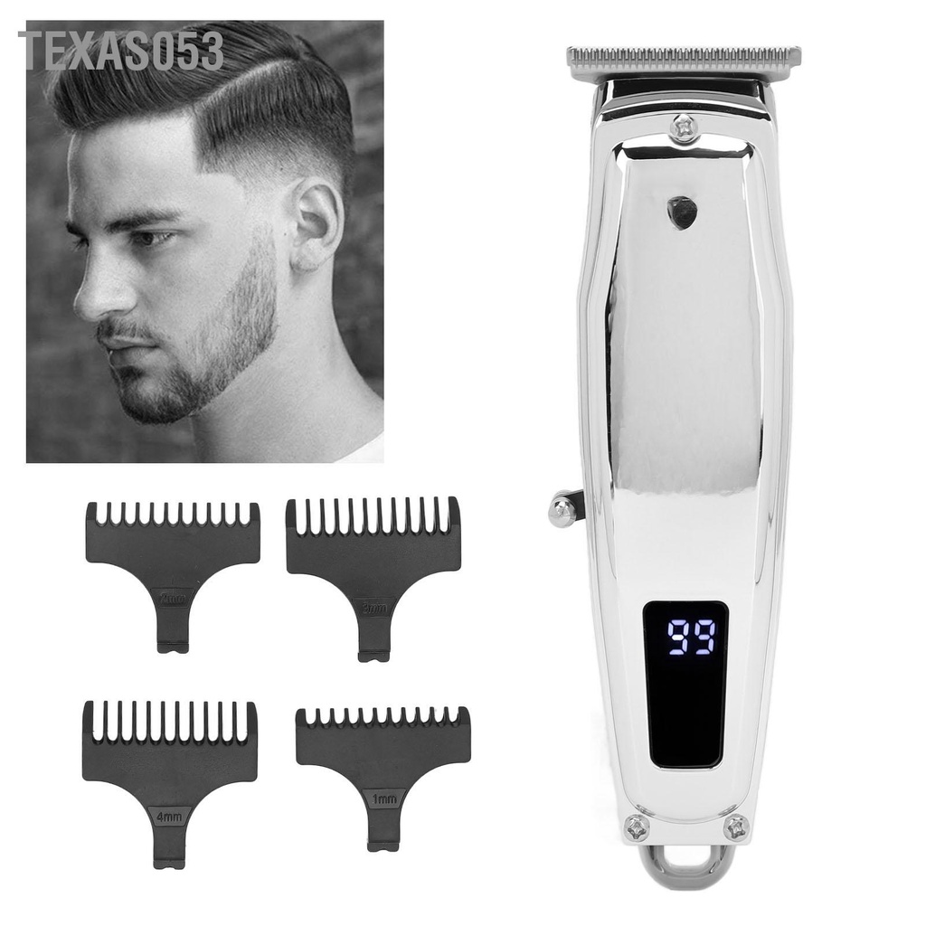 [Hàng HOT] SK-827 Tông đơ cắt tóc tặng kèm 4 đầu cắt và phụ kiện chuyên nghiệp màu bạc sạc USB độ ồn thấp cho nam【Texas053】