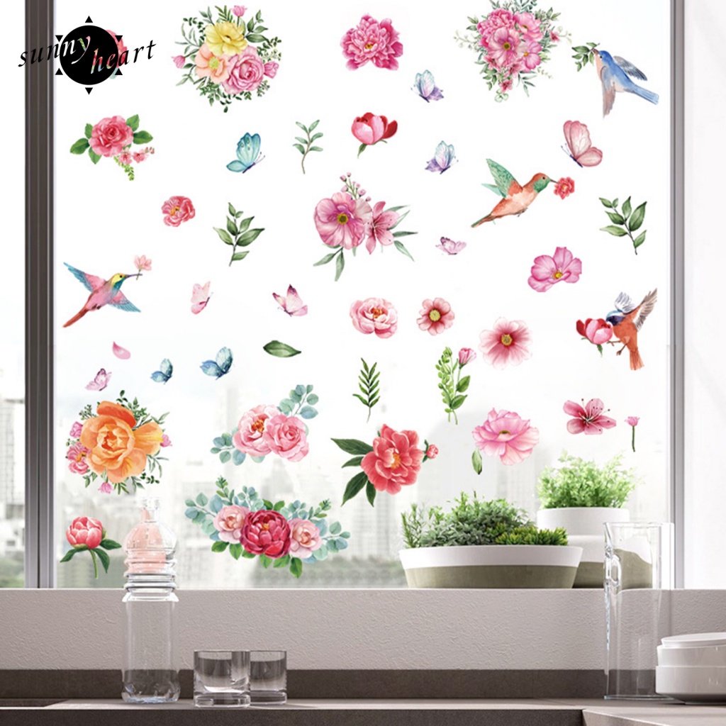 Sunnyheart Miếng Dán Cửa Sổ Màu Sắc Tươi Sáng Không Mùi Trang Trí Nhà Cửa
