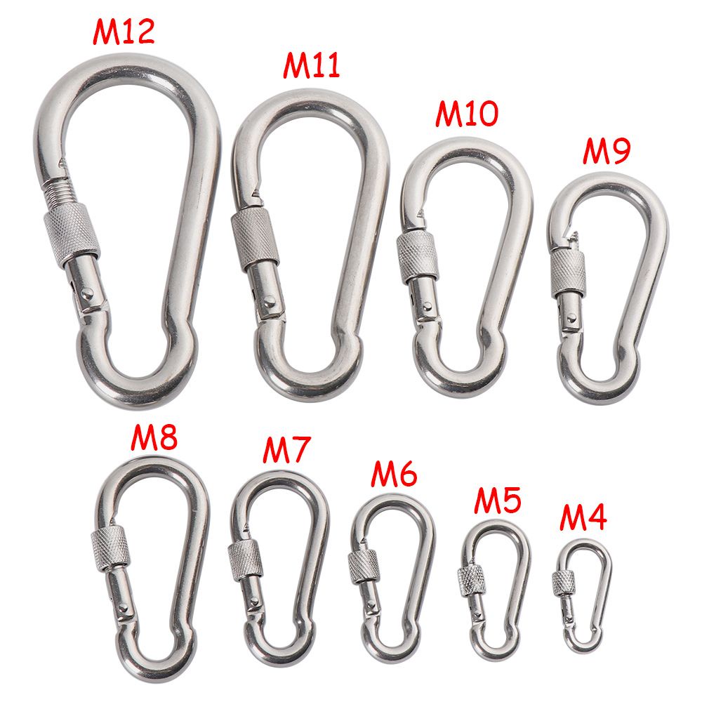 Móc khóa carabiner bằng thép không gỉ 304 m4 ~ m12 dùng khi đi cắm trại
