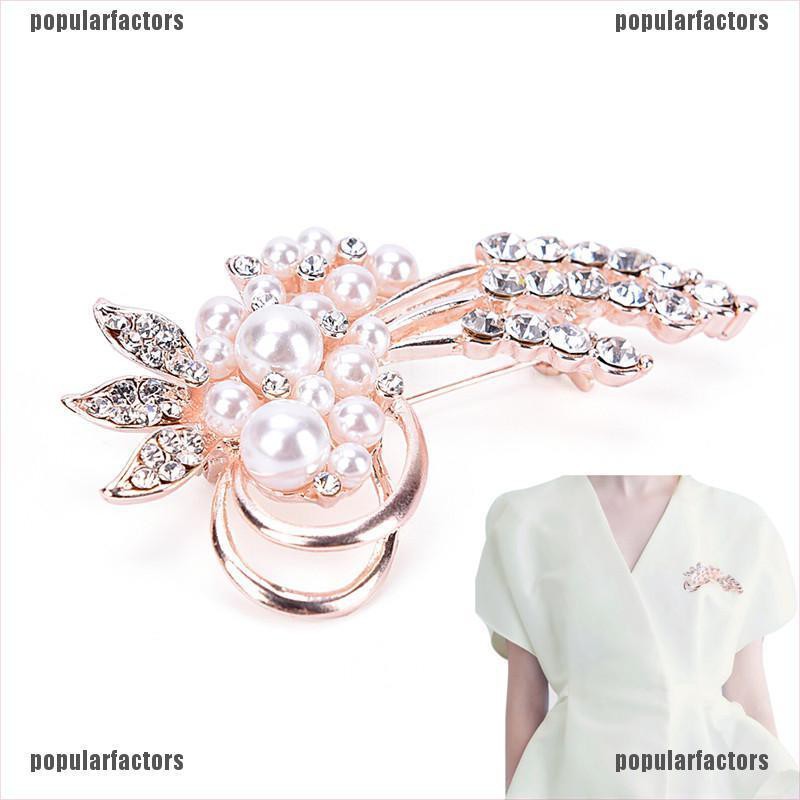 Ghim Cài Áo Hình Bông Hoa Đính Ngọc Trai Nhân Tạo Thời Trang